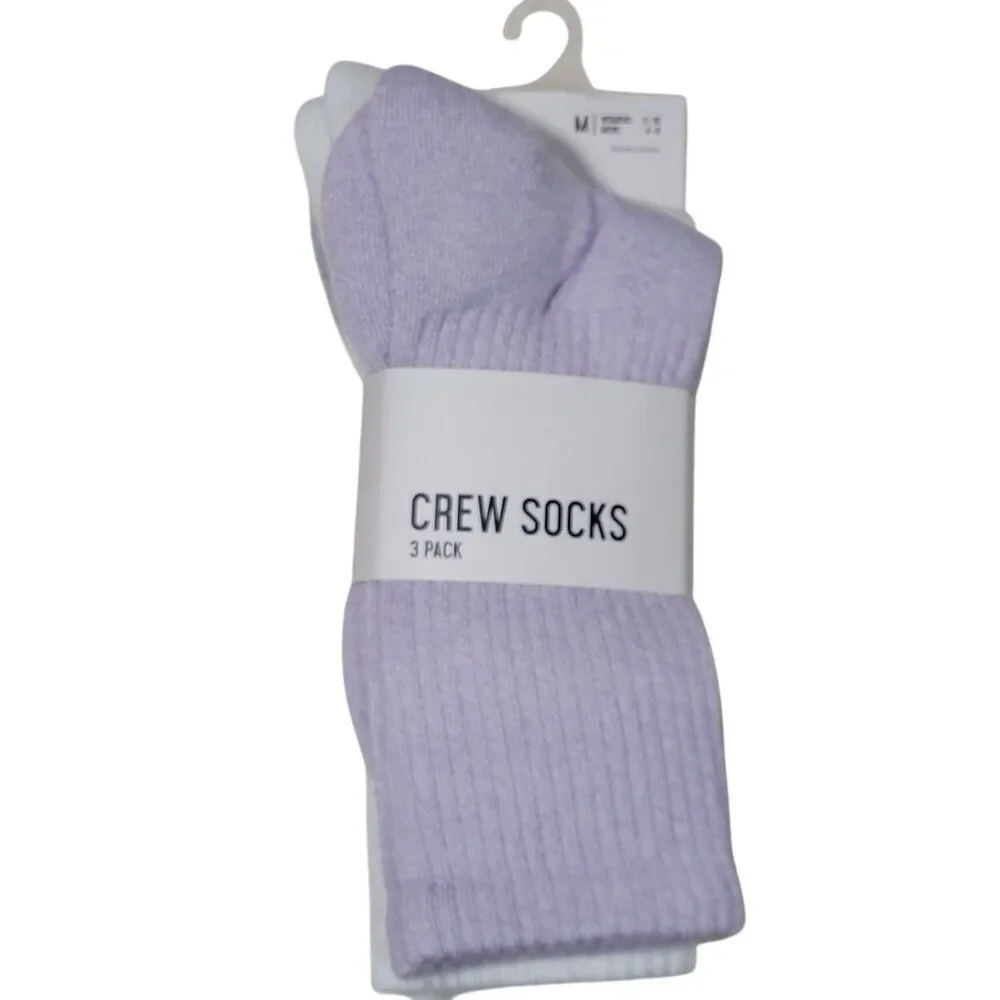 DSG Crew Socks 3 Pack Unisex M Womens Size 5-10 Mens 4-8 Lavender White‎ Gray